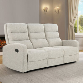 Raevor Fabric 3 Seater Sofa in Natural Brown