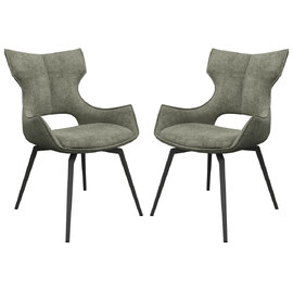 Rafael Green Fabric Dining Chairs In Pair
