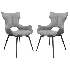 Rafael Grey Fabric Dining Chairs In Pair
