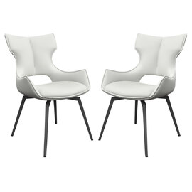Rafael White Leather Dining Chairs In Pair