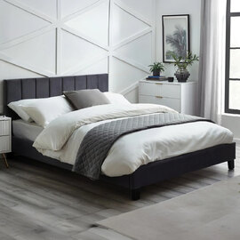 Ragina Velvet Small Double Bed - Grey