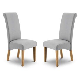 Rainford Grey Fabric Dining Chairs with Oak Legs in Pair