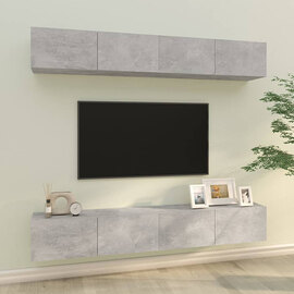 Raivo Wall Hung Wooden Entertainment Unit In Concrete Effect