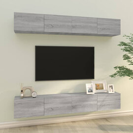 Raivo Wall Hung Wooden Entertainment Unit In Grey Sonoma Oak