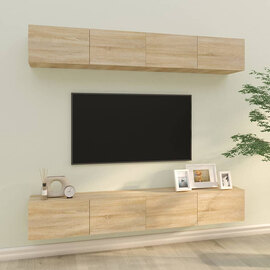 Raivo Wall Hung Wooden Entertainment Unit In Sonoma Oak