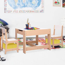 Ramsey Wooden Children Table With 2 Chairs In Brown