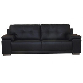 Ravia Bonded PU Leather 3 Seater Sofa In Black