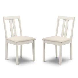 Ranee Ivory Wooden Dining Chairs with Fabric Seat in Pair