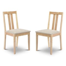 Ranee Light Oak Wooden Dining Chairs with Fabric Seat in Pair