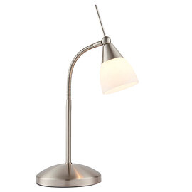 Range White Glass Touch Task Table Lamp In Satin Chrome