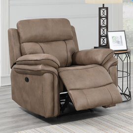 Rasalas Fabric Electric Recliner 1 Seater Sofa - Sahara