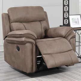 Rasalas Fabric Recliner 1 Seater Sofa In Sahara