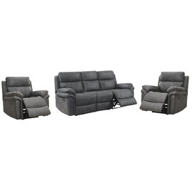 Rasalas Fabric Recliner 3+1+1 Seater Sofa Set In Grey
