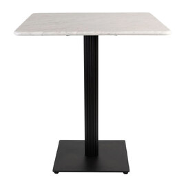 Raseo 60cm Square White Carrara Solid Marble Top Dining Table with Bicton Black Base