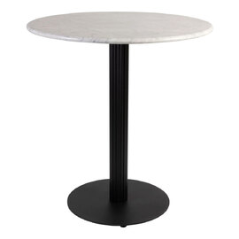 Raseo 70cm Round White Carrara Solid Marble Top Dining Table with Bicton Black Base