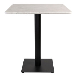 Raseo 70cm Square White Carrara Solid Marble Top Dining Table with Bicton Black Base