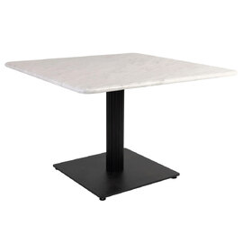 Raseo Square White Carrara Solid Marble Top Coffee Table with Bicton Black Base