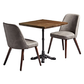Ratcliff Wooden Dining Table With 2 Avelay Steel Grey Chairs In Rustic Oak