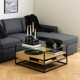 Rattvik Clear Glass Coffee Table In Matt Wild Oak
