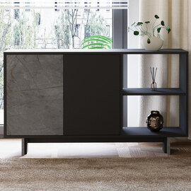 Ravello Wooden Console Table in Anthracite and Grey Marble Effect
