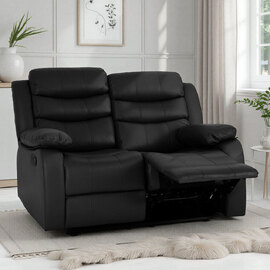 Rawlins Faux Leather Recliner 2 Seater Sofa in Black