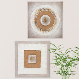 Raxen Canvas Set Of 2 Wall Art in White and Gold