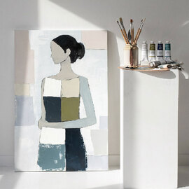 Raxen Canvas Women Wall Art in Multicolour