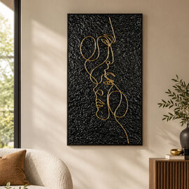 Raxen Metal Couple Wall Art in Black and Gold