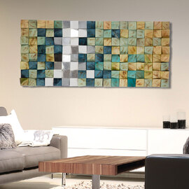 Raxen Pine Wood Geometric Wall Art in Multicolour