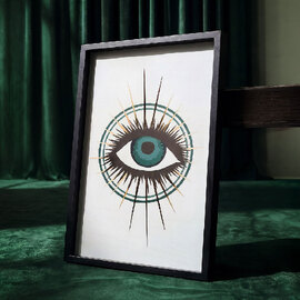 Raxen Wooden Eye Wall Art in White and Black