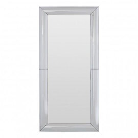 Recon Rectangular Wall Bedroom Mirror In Thick Silver Frame