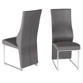 Redmond Grey Leather Dining Chairs In Pair