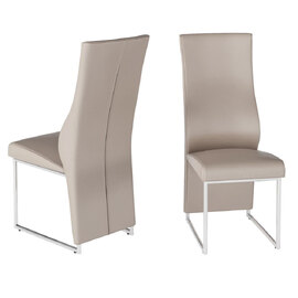 Redmond Taupe Leather Dining Chairs In Pair