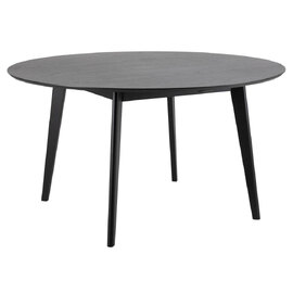 Reims Large Wooden Round Dining Table In Matt Black