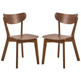 Reims Matt Walnut Wooden Dining Chairs In Pair