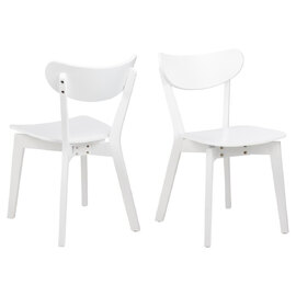 Reims White Wooden Dining Chairs In Pair