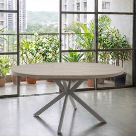 Remika Oval Wooden Extending Dining Table in Grey