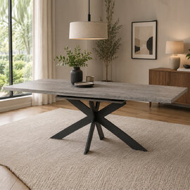 Remika Rectangular Wooden Extending Dining Table In Light Grey