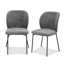 Remy Charcoal Fabric Dining Chairs with Black Legs in Pair