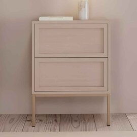 Rennes Wooden Bedside Cabinet With 2 Drawers - Grey
