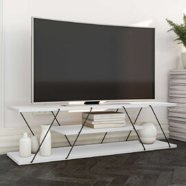 Renova Large Wooden TV Stand With 2 Shelves In White And Black