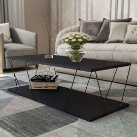 Renova Wooden Coffee Table with Metal Frame in Anthracite