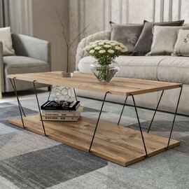 Renova Wooden Coffee Table with Metal Frame in Pine