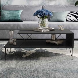 Renova Wooden Coffee Table with Metal Legs in Anthracite