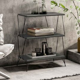 Renova Wooden Side Table with Metal Frame in Anthracite