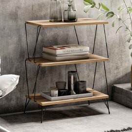 Renova Wooden Side Table with Metal Frame in Pine