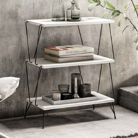 Renova Wooden Side Table with Metal Frame in White