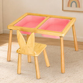 Rerio Pine Kids Table and Chair in Pink and Oak