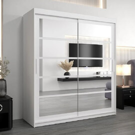 Reston Mirrored Wardrobe With 2 Sliding Doors In White