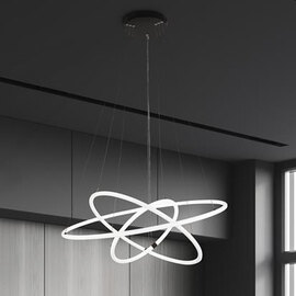 Revolve LED 3 Lights Ring Ceiling Pendant Light In Black